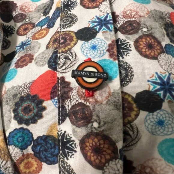JERMYN BOND Multicolor Geometric Circles Dress Shirt Loud, Bold Men's XL - Picture 9 of 13